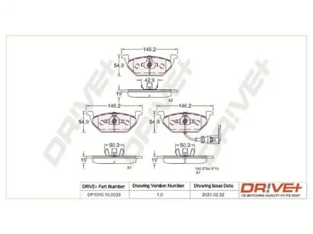 DP1010100033 DP1010.10.0033 Drive+ - Гальмівні колодки до дисків DRIVE+ підбір по vin на Brocar