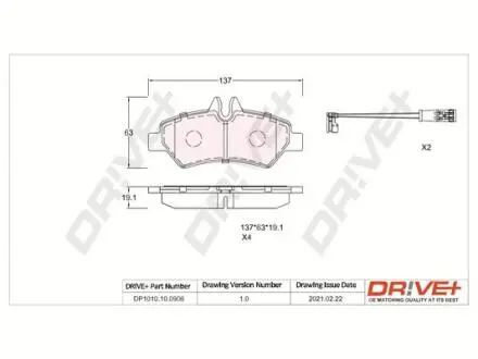 DP1010100906 DP1010.10.0906 Drive+ - Гальмівні колодки до дисків DRIVE+ подбор по vin на Brocar