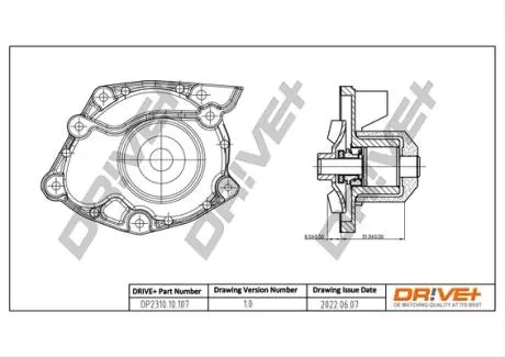 DP231010107 DP2310.10.107 Drive+ Насос охолоджуючої рідини DRIVE+ підбір по vin на Brocar