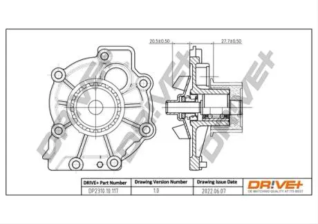 DP231010117 DP2310.10.117 Drive+ Насос охолоджуючої рідини DRIVE+ подбор по vin на Brocar