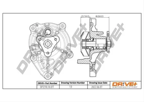 DP231010017 DP2310.10.017 Drive+ Насос охолоджуючої рідини DRIVE+ підбір по vin на Brocar