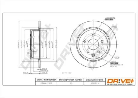 DP1010111602 DP1010.11.1602 Drive+ - Гальмівний диск DRIVE+ підбір по vin на Brocar