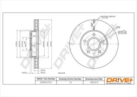 DP1010111715 DP1010.11.1715 Drive+ - Гальмівний диск DRIVE+ підбір по vin на Brocar