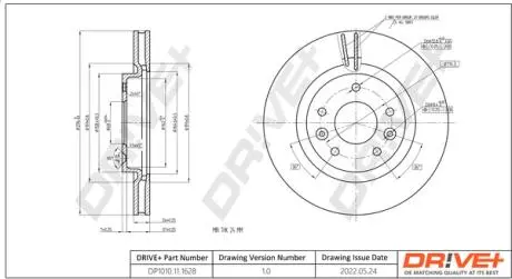 DP1010111628 DP1010.11.1628 Drive+ - Гальмівний диск DRIVE+ подбор по vin на Brocar