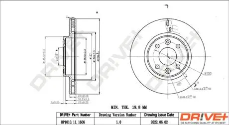 DP1010111606 DP1010.11.1606 Drive+ - Гальмівний диск DRIVE+ подбор по vin на Brocar