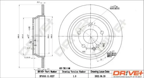 DP1010110227 DP1010.11.0227 Drive+ - Гальмівний диск DRIVE+ підбір по vin на Brocar