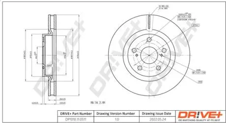 DP1010110511 DP1010.11.0511 Drive+ - Гальмівний диск DRIVE+ підбір по vin на Brocar