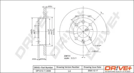 DP1010110009 DP1010.11.0009 Drive+ - Гальмівний диск DRIVE+ підбір по vin на Brocar