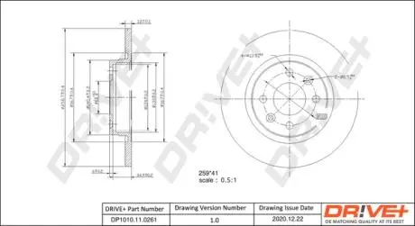 DP1010110261 DP1010.11.0261 Drive+ - Гальмівний диск DRIVE+ подбор по vin на Brocar