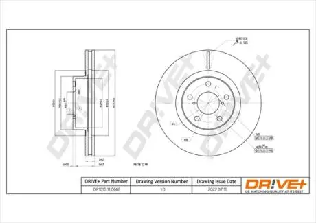 DP1010110668 DP1010.11.0668 Drive+ - Гальмівний диск DRIVE+ підбір по vin на Brocar