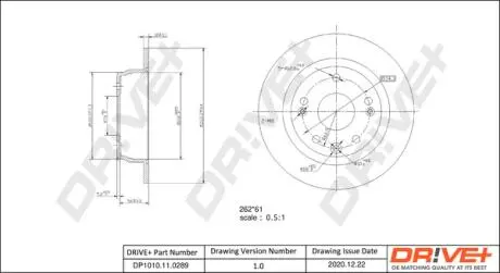 DP1010110289 DP1010.11.0289 Drive+ - Гальмівний диск DRIVE+ підбір по vin на Brocar