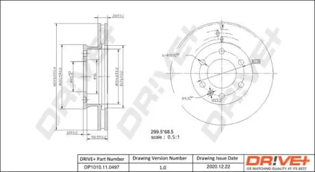 DP1010110497 DP1010.11.0497 Drive+ - Гальмівний диск DRIVE+ підбір по vin на Brocar