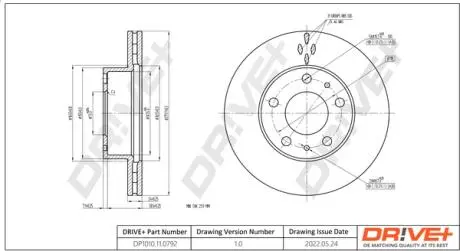 DP1010110792 DP1010.11.0792 Drive+ - Гальмівний диск DRIVE+ подбор по vin на Brocar