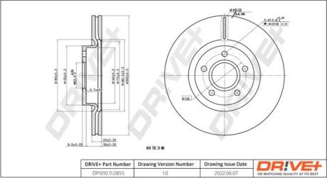 DP1010110855 DP1010.11.0855 Drive+ - Гальмівний диск DRIVE+ подбор по vin на Brocar