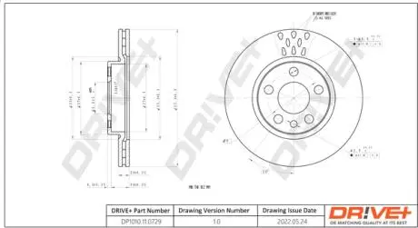DP1010110729 DP1010.11.0729 Drive+ - Гальмівний диск DRIVE+ підбір по vin на Brocar