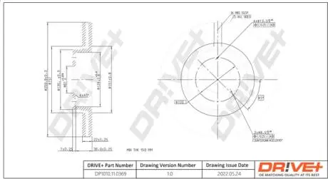 DP1010110369 DP1010.11.0369 Drive+ - Гальмівний диск DRIVE+ подбор по vin на Brocar