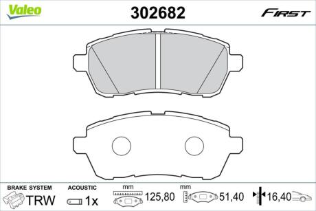 302682 Комплект гальмівних накладок, дискове гальмо VALEO підбір по vin на Brocar