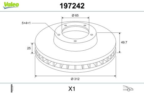 197242 Тормозной диск VALEO підбір по vin на Brocar