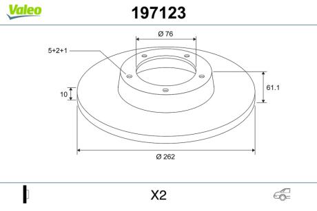 197123 Тормозной диск VALEO підбір по vin на Brocar