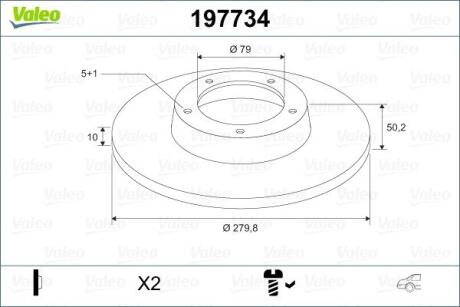 197734 Тормозной диск VALEO підбір по vin на Brocar