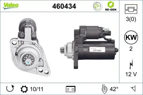 460434 Стартер VALEO підбір по vin на Brocar