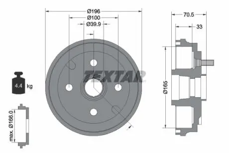 94033900 Тормозной барабан TEXTAR підбір по vin на Brocar