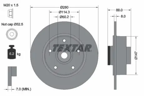 92196000 Тормозной диск TEXTAR підбір по vin на Brocar