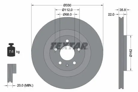 92238303 Тормозной диск TEXTAR підбір по vin на Brocar