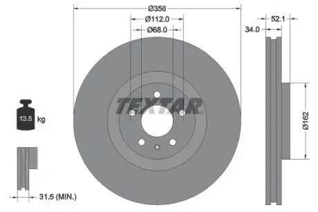 92238203 Тормозной диск TEXTAR підбір по vin на Brocar