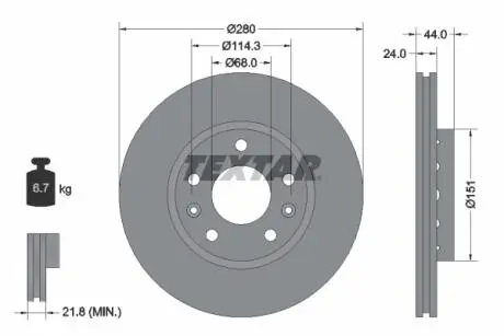 92195503 Тормозной диск TEXTAR підбір по vin на Brocar