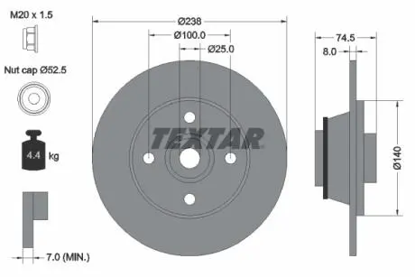 92154100 Тормозной диск TEXTAR підбір по vin на Brocar