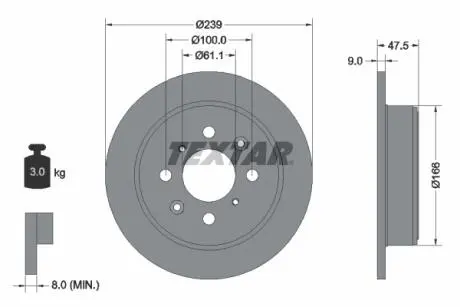 92077900 Тормозной диск TEXTAR підбір по vin на Brocar