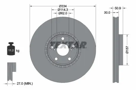 92147800 Тормозной диск TEXTAR підбір по vin на Brocar