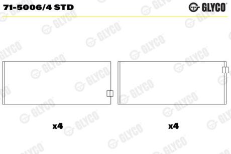 7150064STD Вкладиш шатунний GLYCO подбор по vin на Brocar