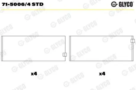 7150064STD Вкладиш шатунний GLYCO подбор по vin на Brocar