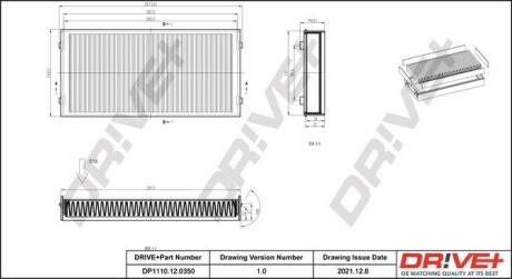 DP1110120350 DP1110.12.0350 Drive+ Фільтр салону (аналог WP9338) DRIVE+ підбір по vin на Brocar