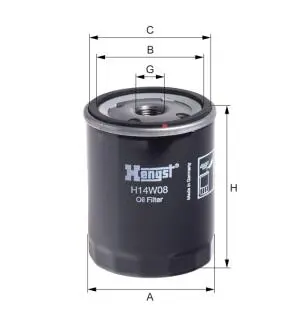 H14W08 Фільтр масляний HENGST FILTER підбір по vin на Brocar