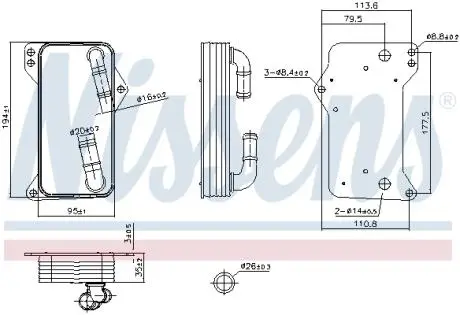 91505 Оливний радіатор NISSENS підбір по vin на Brocar