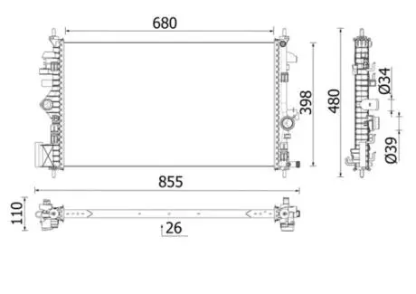 CR2265000P Радіатор, система охолодження двигуна MAHLE / KNECHT підбір по vin на Brocar