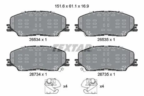 2653401 Комплект гальмівних накладок, дискове гальмо TEXTAR підбір по vin на Brocar