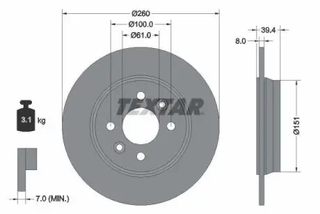 92347603 Автозапчастина TEXTAR підбір по vin на Brocar