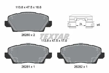 2628001 Гальмівні колодки, дискові TEXTAR підбір по vin на Brocar