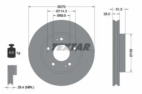 92270803 Гальмівний диск TEXTAR підбір по vin на Brocar