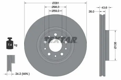 92349303 Автозапчастина TEXTAR підбір по vin на Brocar