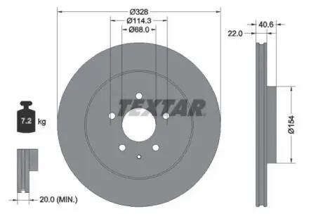 92349003 Гальмівний диск TEXTAR підбір по vin на Brocar