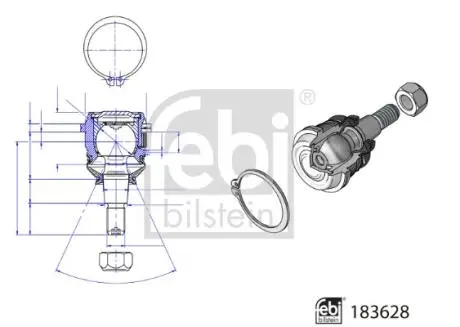 183628 Шарова опора,передня вісь FEBI BILSTEIN підбір по vin на Brocar