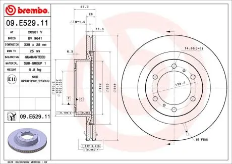 09E52911 Автозапчастина BREMBO підбір по vin на Brocar