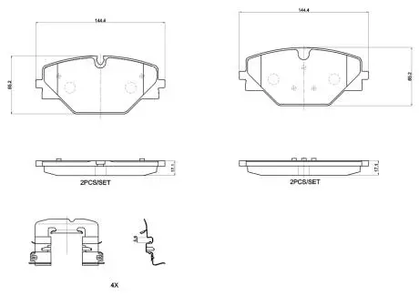 P44032 Колодки гальмівні дискові (комплект 4 шт) BREMBO підбір по vin на Brocar