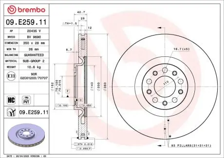 09E25911 Автозапчастина BREMBO підбір по vin на Brocar
