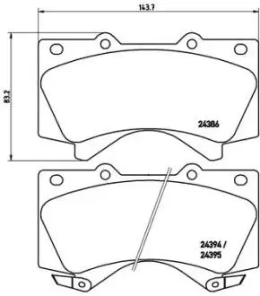 P83107X Комплект гальмівних накладок, дискове гальмо BREMBO підбір по vin на Brocar